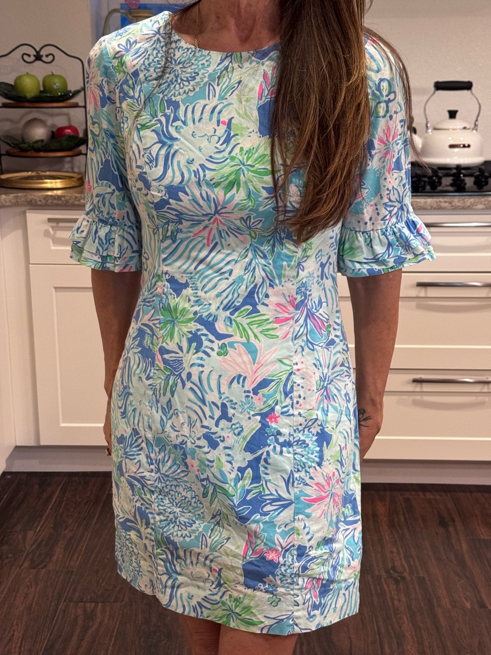 Lilly Pulitzer Regina Dress Floral Mini Blue & Pink - Petite 0